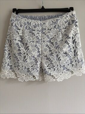 Adiva Blue and White Lace Overlay Skort